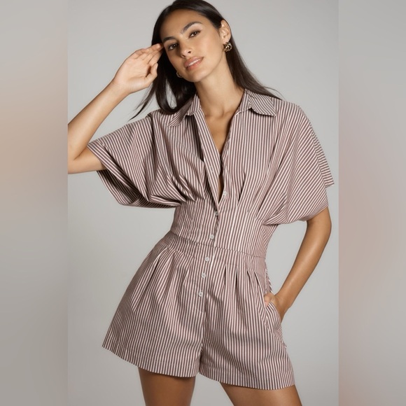 Anthropologie x  Exquise The Tobie Pleated Romper Size Large NWT - Picture 1 of 12